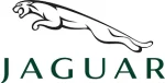 Logo marki Jaguar z wizerunkiem skaczącego jaguara w kolorze czarnym nad zielonym napisem "Jaguar".