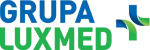 Logo Grupa Luxmed - dwukolorowa nazwa z symbolem medycznym